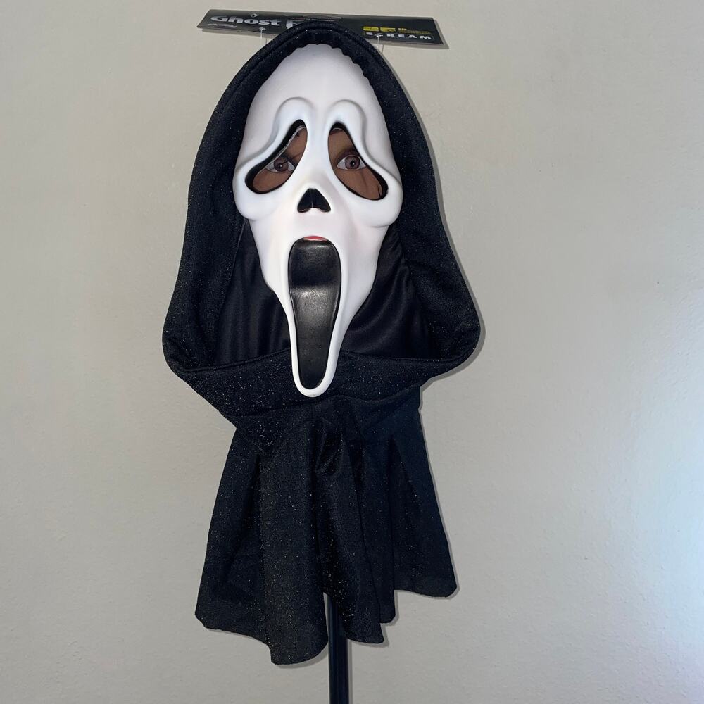 FUN WORLD SCREAM 25TH ANNIVERSARY GHOST FACE MASK WITH HOOD COSTUME NWT